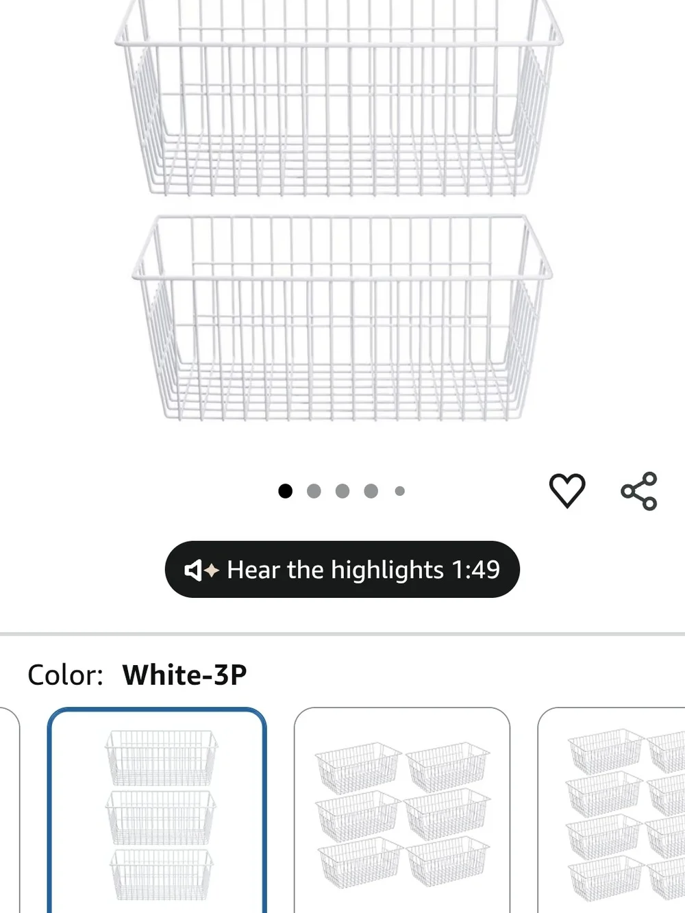 White Wire Storage Basket (Set of 3)